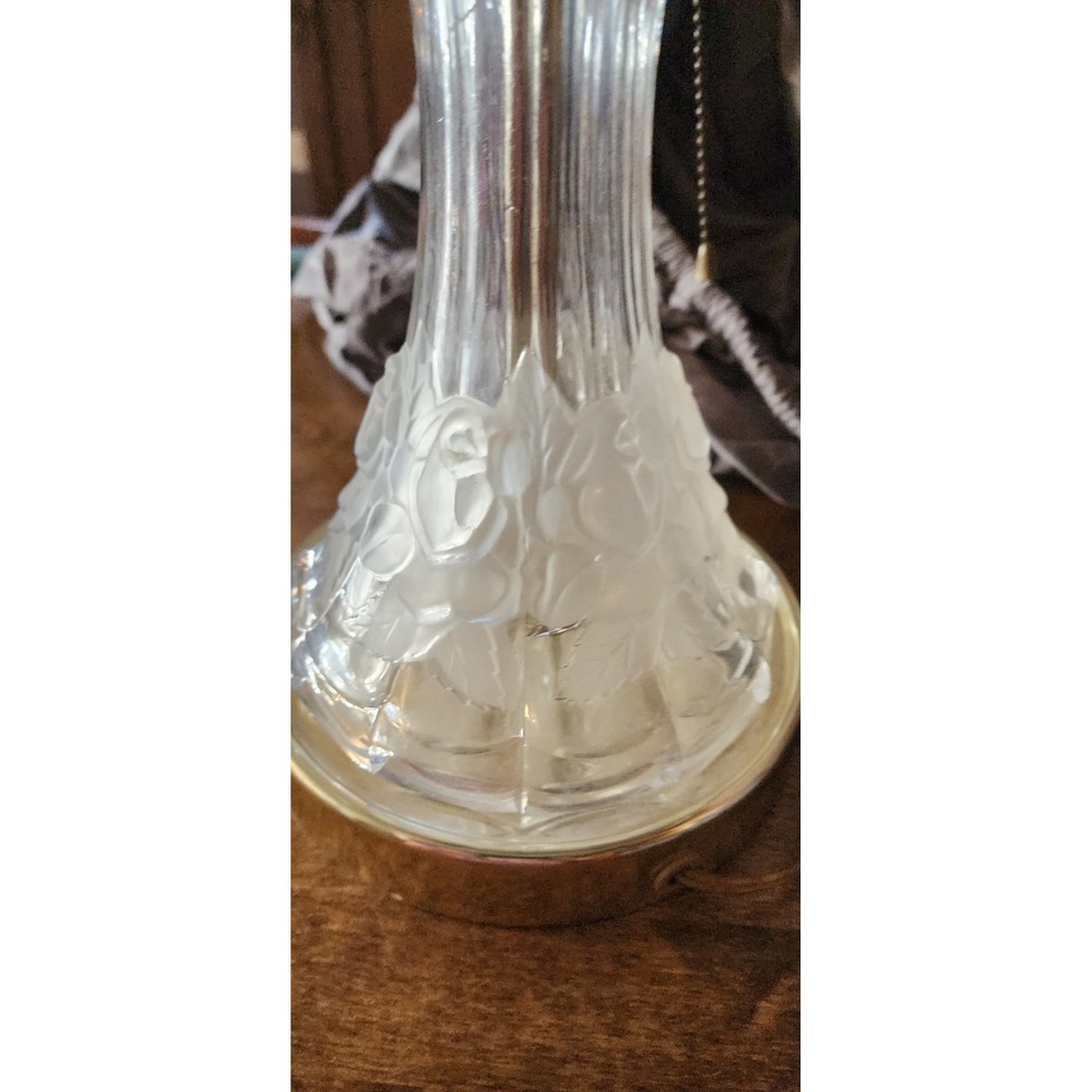 Vintage Anna Hutte Bleikristall Floral Glass Banker's Desk Lamp | Turns On Works - Picture 5 of 8